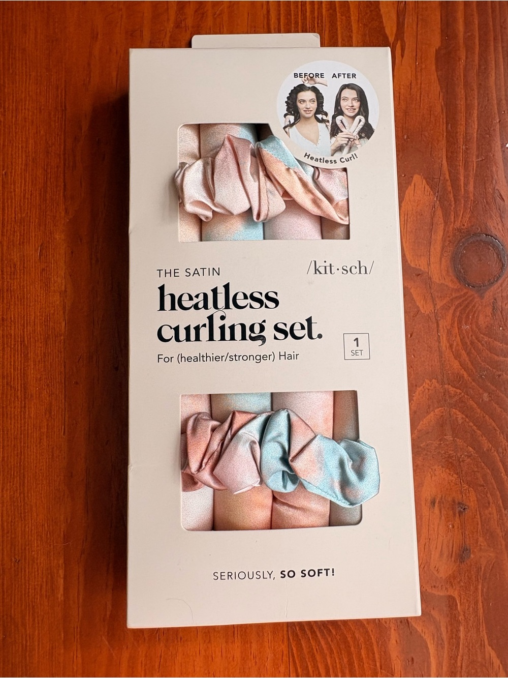 kitsch Satin Heatless Curling Set - Pastel Pink & Blue
